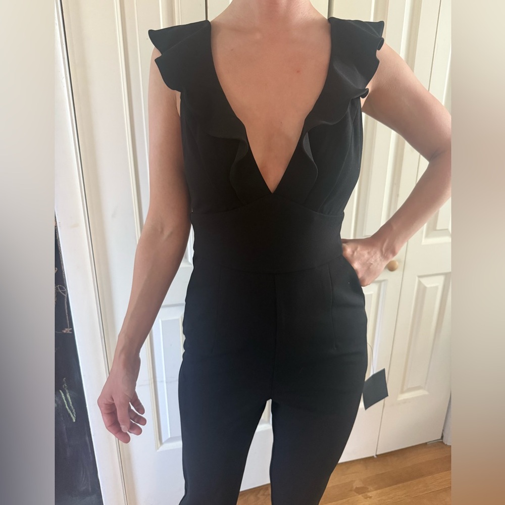 Black Ruffled Jumpsuit - Picture 5 of 7